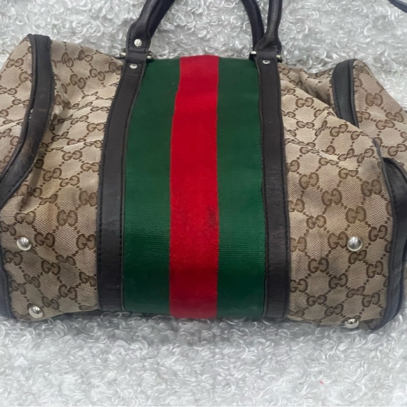Gucci Monogram Vintage Women’s Web Boston Shoulder Bag - Picture 9 of 16